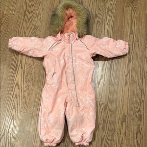Pink Kids Matching Set with Faux Fur Hood